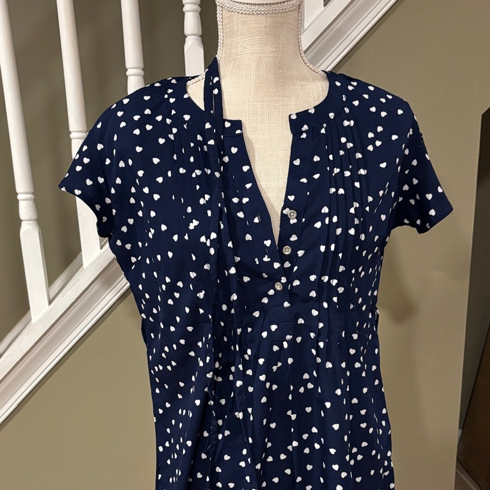 Maternity Navy Blue Heart Print Women's Top